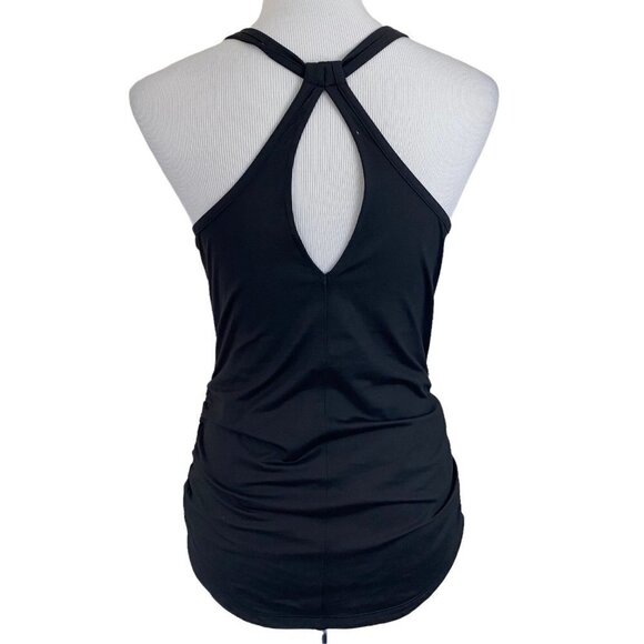 CALIA by Carrie Underwood Black Strappy Keyhole Back Ruched Tank Top Women's XS - Picture 2 of 7